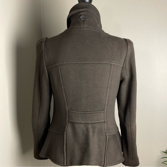 INC | Brown Cotton Ruffle Front Full Zip Up Blazer Jacket Size Medium - Picture 3 of 14
